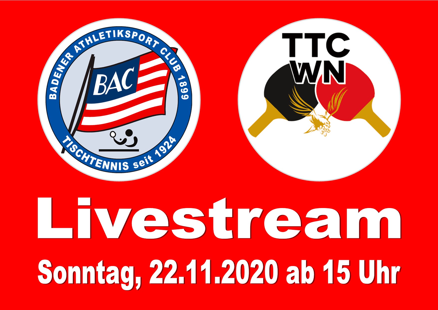 Livestream Badener AC Tischtennis gegen TTC Wiener Neustadt -22.11.2020