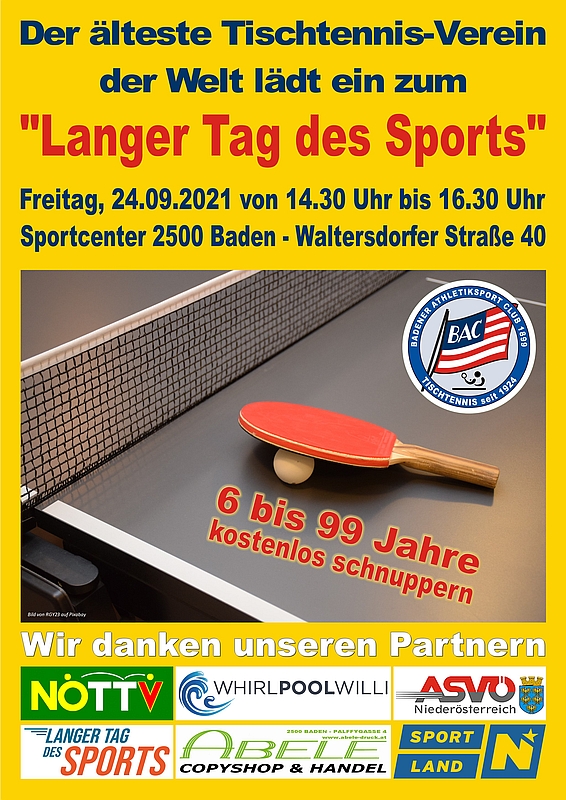 Langer Tag des Sports 2021 - Badener AC Tischtennis