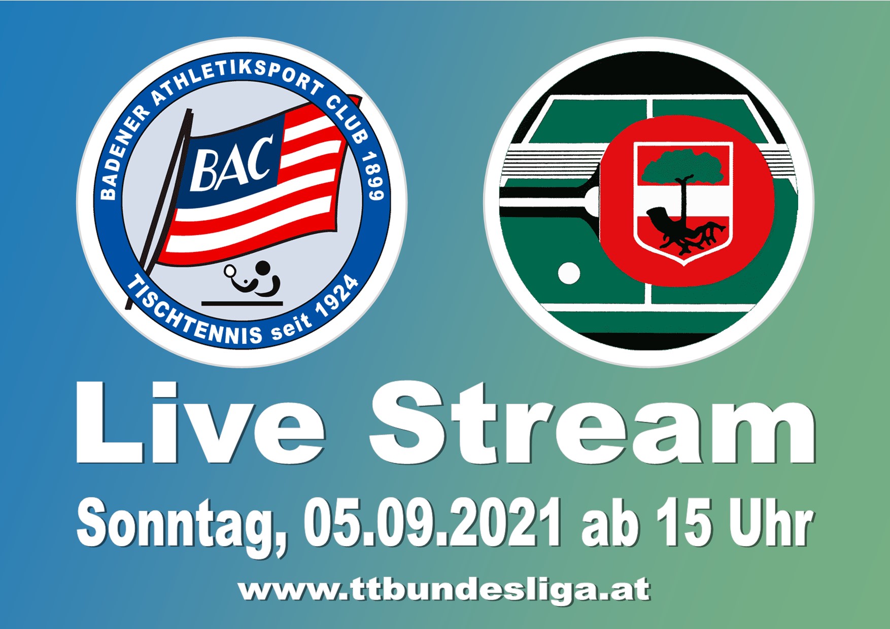Livestream Badener AC vs UTTC Stockerau - BAC Tischtennis 2021