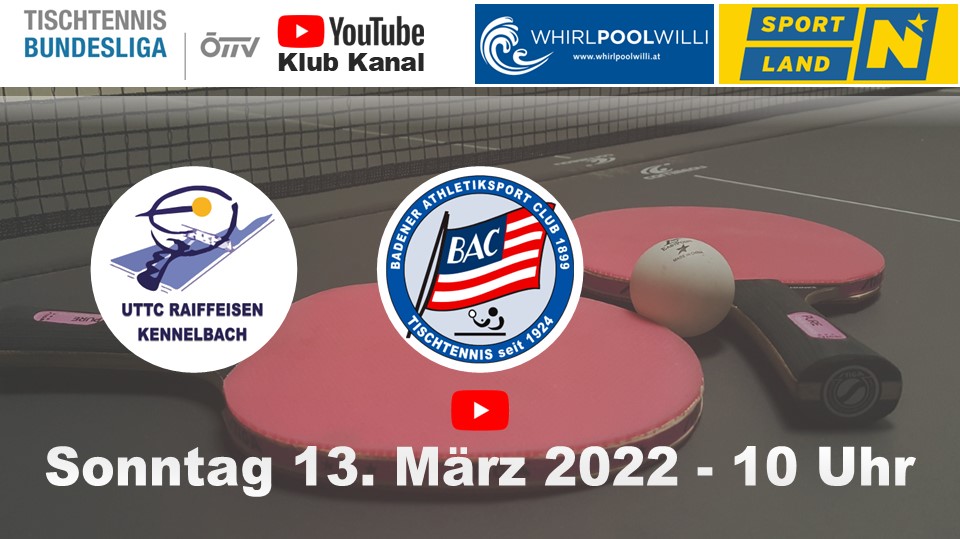 Externern Link zu www.ttbundesliga.at - Livestream Badener AC Tischtennis vs. UTTC Kennelbach