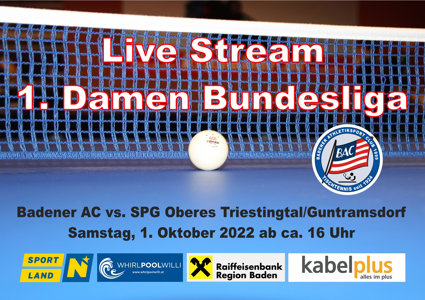 Stream Badener AC Tischtennis - Damen Bundesliga - Saison 2022/2023